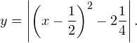 \[ y=\left|\left(x-\frac{1}{2}\right)^2-2\frac{1}{4}\right|. \]