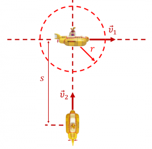 Рисунок к задаче про подводные лодки (на относительность движения)