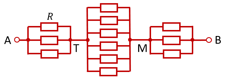 Эквивалентная схема подключения проволочного куба за противоположные вершины