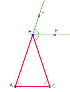 Равнобедренный треугольник с биссектрисой внешнего угла