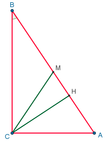 Прямоугольный треугольник с медианой и высотой из задачи на вступительном в ЗФТШ