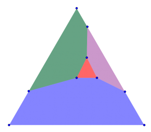 Правильный треугольник, разрезанный на выпуклые многоугольники? треугольник, четырёхугольник, пятиугольник и шестиугольник