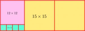 Прямоугольник, разделённый на квадраты, из задачи вступительного экзамена по математике в 5 класс школы 1329