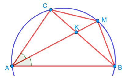 Треугольник, вписанный в окружность, из геометрической задачи второй части комплексного теста по математике в лицей ВШЭ