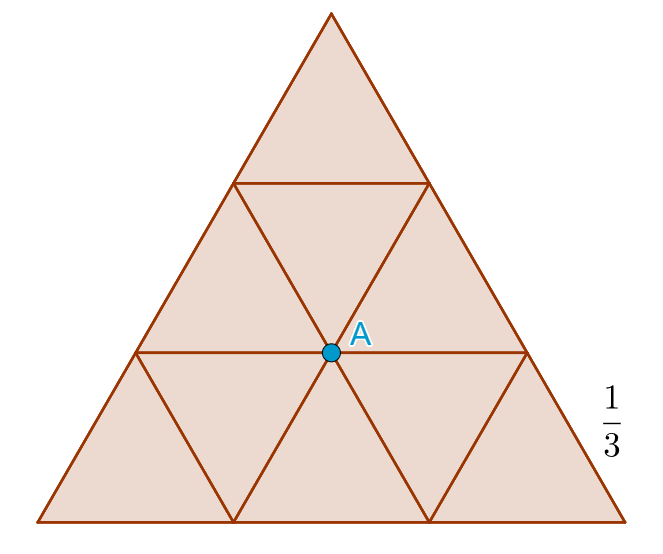 Равносторонний треугольник разбит на 9 равносторонних треугольников